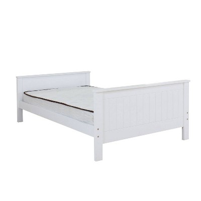 Twin Transitional Style Wooden Panel Bed White - Benzara