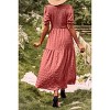 Women's Puff Short Sleeve Smocked Midi Dress Casual Summer Floral Print Elastic Waist Tiered A Line Maxi Dress - 3 of 4