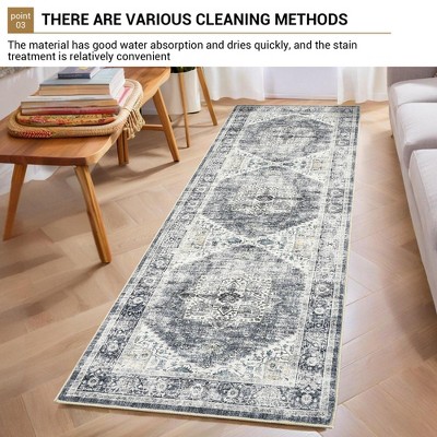 Washable Living Room Area Rug Large Vintage Printed Accent Carpet Non Shedding Oriental Distressed Floor Cover Foldable Indoor Mat