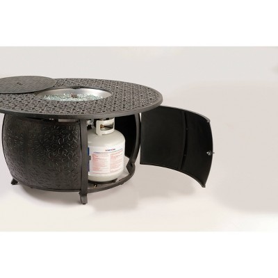 Margherita Cast Aluminum Round Gas Fire Pit/Chat Table w/Glacier Ice Firebeads - Alfresco Home LLC