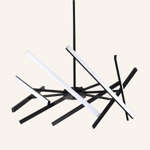 PAKOKULA Modern 8-Light Black Linear Dimmable Sputnik Integrated LED Pendant Light for Living room - 1 of 4