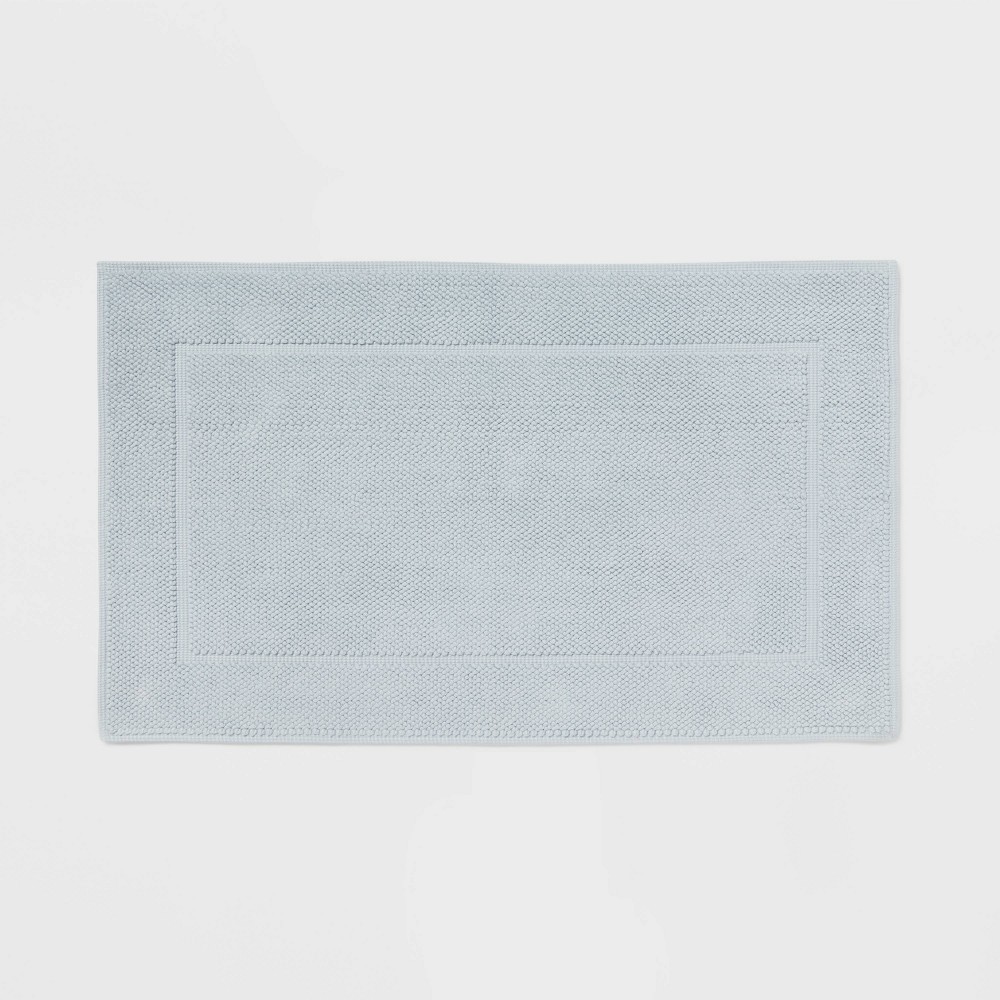 21"x34" Spa Plush Bath Rug Light Blue - Threshold™: Cotton Jacquard, Machine Washable, No Backing