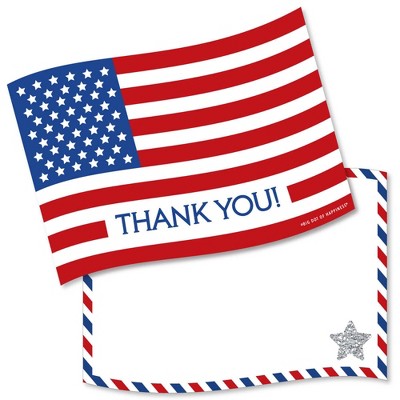 Big Dot of Happiness 4th of July - Shaped Thank You Cards - Independence Day Thank You Note Cards with Envelopes - Set of 12