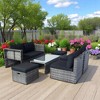 Mshliw 6-Piece Patio Wicker Sectional Conversation Set with Space-Saving Design, Grey Wicker & Black Cushions for Outdoor, Backyard, or Patio - 4 of 4