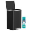 13 Gallon Stainless Steel Trash Can with Soft-Close Lid - Includes 15 Bags, Foot Pedal, Removable Bucket - 3 of 4
