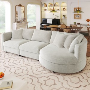 Set of Three Cushioned Indoor Sofas with Three Pillows and Curved Seating, Designed for Living Rooms, Home Offices, and Apartments - 1 of 4