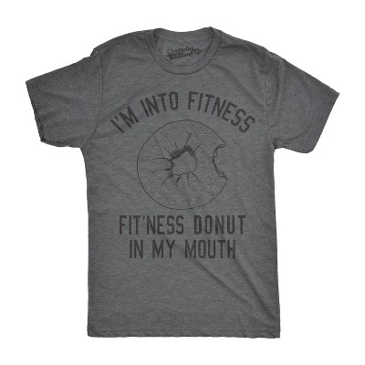 Mens Fitness Donut In My Mouth T shirt Funny Foodie Gift Sarcastic Tee For Guys - Crazy Dog Men's T Shirt