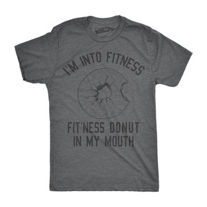 Mens Fitness Donut In My Mouth T shirt Funny Foodie Gift Sarcastic Tee For Guys - Crazy Dog Men's T Shirt - 1 of 4