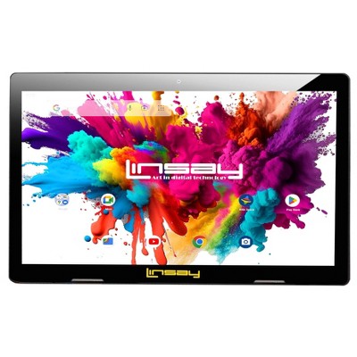 LINSAY® 10.1" Octa Core 128GB Storage Android 14 Tablet with POP Holder and Pen Stylus