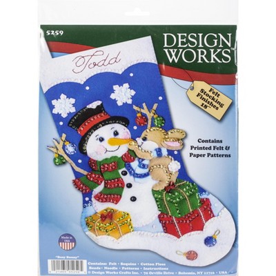 Design Works Felt Stocking Applique Kit 18 Long-santa W/kitten