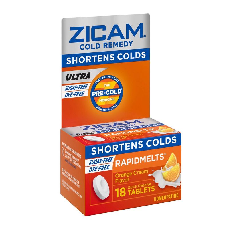 Zicam Zinc Cold Remedy ULTRA RapidMelts Quick Dissolve Tablets - Orange Cream - 18ct, 4 of 12