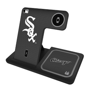 Keyscaper Chicago White Sox Linen 15-Watt 3 in 1 Charging Station - 1 of 4