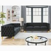 3-Seater + 3-Seater Velvet Buttons Tufted Square Arm Sofa Set with Metal Legs, Nailhead Trim and Suitable for Living Room & Bedroom - 2 of 4