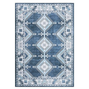 Bohemia Geometric Area Rug, Imitation Cashmere Polyester, Foldable, Washable, Non-Slip Backing for Hallway, Kitchen & Entryway - 1 of 4