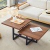 GDFStudio Aaron Dark Double-Deck Wood 47"W Coffee Table with Metal Criss Cross Base - 2 of 4