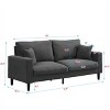 NicBex 74.8 Inch Corduroy High Resilience 3-Seater Sofa with 2 Throw Pillows for Living Room,Bedroom,Apartment - 3 of 4