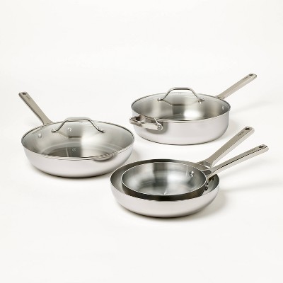 12pc Stainless Steel Cookware Set with 6pc Pan Protectors Silver - Figmint™