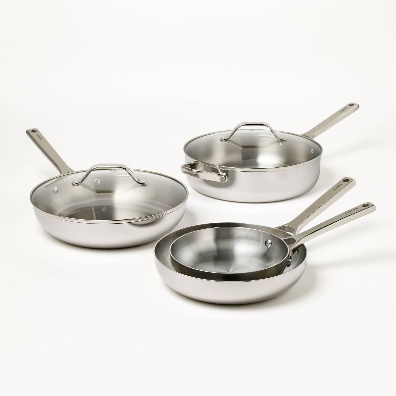 12pc Stainless Steel Cookware Set with 6pc Pan Protectors Silver - Figmint&#8482;, 4 of 14