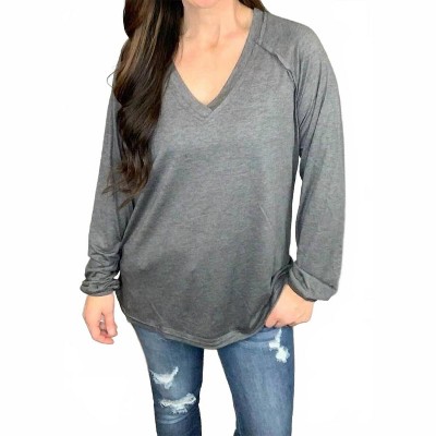 Women's Solid V-neck Top - Shirley Stone