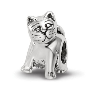 Black Bow Jewelry Sterling Silver Cute Kitten Bead Charm - 1 of 4
