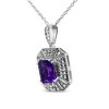 Haus of Brilliance Silver Purple Amethyst and Diamond Accent Art Deco Style Pendant Necklace - 2 of 4