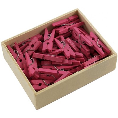 JAM Paper Wood Clip Clothespins Small 7/8 Inch Fuchsia Pink Clothes Pins 230729139