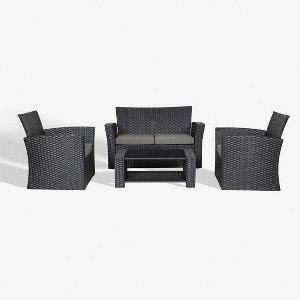 WestinTrends  4-Piece Modern Patio Conversation Sofa Set with Cushions - 1 of 4