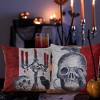 18" x 18" Velvet Tombstone Skull Crow Pattern Halloween Throw Pillow Cover - 2 of 4