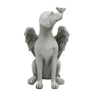 Slickblue Resin Angel Animal Statue, Dog or Cat Memorial Decor, Garden & Indoor Sculpture, Stone Finish, Dog/Cat - 1 of 4