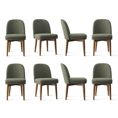 Modern Dining Chairs Set of 8, Upholstered Accent Side Chairs with Double Cushion Seat and Walnut-Finish Solid Wood Legs-Tanpinhause
