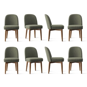 Modern Dining Chairs Set of 8, Upholstered Accent Side Chairs with Double Cushion Seat and Walnut-Finish Solid Wood Legs-Tanpinhause - 1 of 4