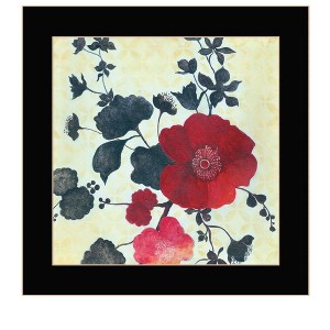 HomeRoots Japanese Blossoms Black Framed Print Wall Art - 1 of 4