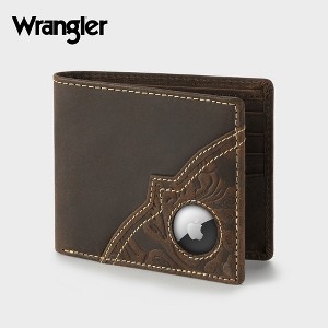 Wrangler Men's RFID Trifold Genuine Leather Wallet with Apple AirTag Holder Window - 1 of 4
