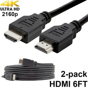 Pack of 2 Digital High-Speed 1.4 HDMI Cables 4K/30Hz 10.2Gbps PVC 2160p Black Cord Universal Wire by SatelliteSale 6 feet - 1 of 4