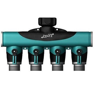 Heavy Duty 4-Way Garden Hose Connector with Rubber Coating