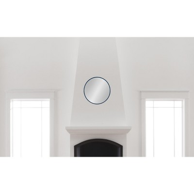 Travis 21.6'' Navy Blue Round Wood Wall Mirror