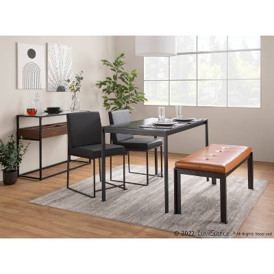 Fuji 46'' Black Metal Frame with Camel Faux Leather Bench