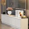 FUFU&GAGA Wave Pattern Black TV Console Multifunctional Storage Hidden Cable Manager - 4 of 4