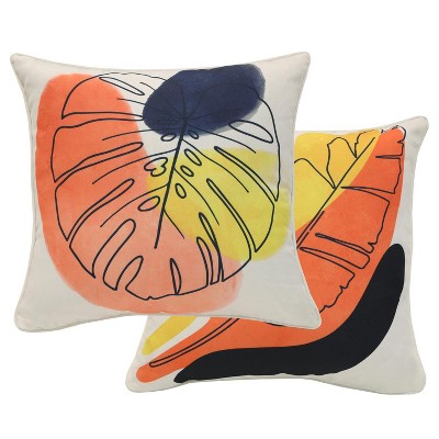 Outdoor Decor by Commonwealth Banana Leaf Print Outdoor Pillow Cover 18" x 18" Multi (Cover Only)