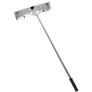 WELLFOR 20" Extendable Sectional Aluminum Snow Roof Rake with Built in Wheels Silver - 1 of 4