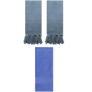 REGALWOVEN 3 Packs Solid Textured and Tassels Soft Absorbent Bathroom Hand Towel for Home Decor - 1 of 4