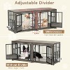 ELJGET 86.2" Double Dog Crate Furniture for 2 Dogs,  Wooden Dog Kennel with Adjustable Bowls, Dog Crate Wooden TV Stand End Table for Large, Gray - 2 of 4