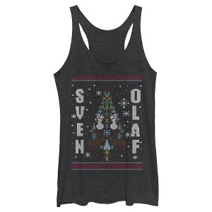 Women's Frozen Ugly Christmas Besties Racerback Tank Top - 1 of 3