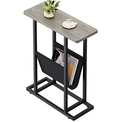Whizmax Narrow Side Table for Small Spaces, Slim Thin End Table with Storage Holder for Couch, Living Room, Bedroom & Office