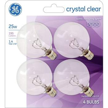 GE 25w 4pk G16 Incandescent Light Bulb White, Clear Bulb