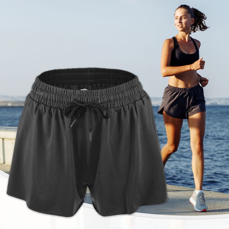 Unique Bargains Womens Flowy Running Shorts Casual High Waisted Workout Shorts 1Pc, 2 of 7