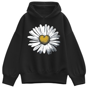 Women's - Instant Message - Daisy Heart Oversized Fleece Hoodie