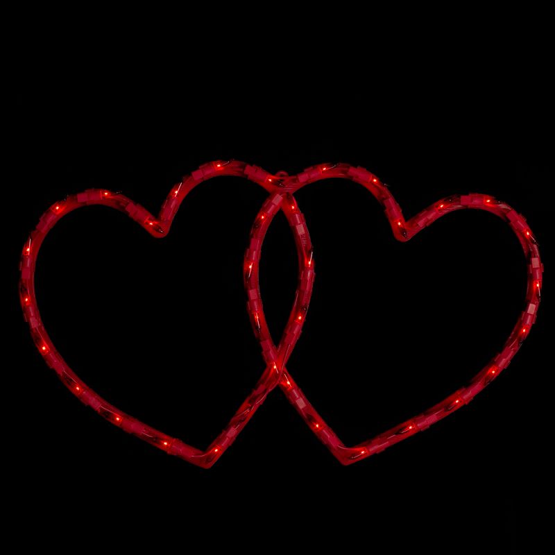Northlight Lighted Double Heart Valentine's Day Window Silhouette - 17" - Red, 1 of 6