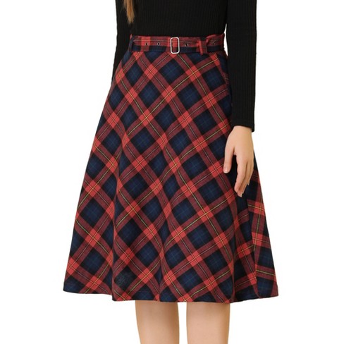 Tartan skirt red clearance midi