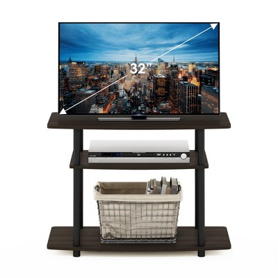 Dark Brown and Black 3-Tier PVC Composite TV Stand
